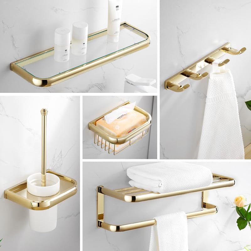 Towel Rack Bath Towel Rack Towel Pole Shelf Hardware Bathroom Set, Bath Towel Rack - Gold