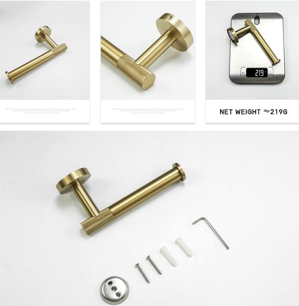 Gold Brushed Bathroom Accessories Hardware Set Towel Bar Rail Paper Holder Robe Hook Soap Dish Towel Hanger Shelf Toilet Brush,Single Towel Bar(Paper Holder)