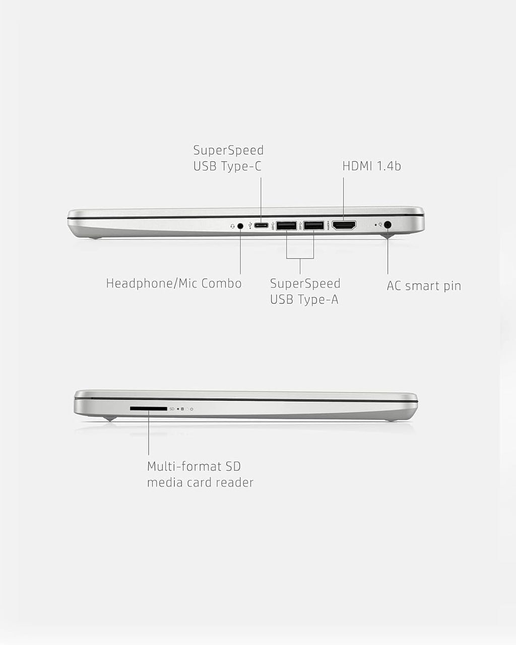 HP 14' HD Laptop, AMD Ryzen 5 5500U Hexa-Core Processor, 16GB RAM 512GB PCIe SSD, Bluetooth, Webcam, WiFi, SD Media Card Reader, Windows 11 Home, Natural Silver