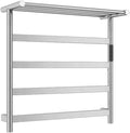Heated Towel Rack, Double Layer Towel Warmer Heated Towel Rail Heating Drying Rack4-Bar Wall Mounted Towel Warmer Energy Efficient Electric Plug in Heated Towel Rack for Bathroom (Silver)