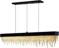 Modern Kitchen Island Crystal Chandelier Luxury Dining Room LED Hanging Light Fixture Gold/Black/Silver Home Decor Indoor Chandelier