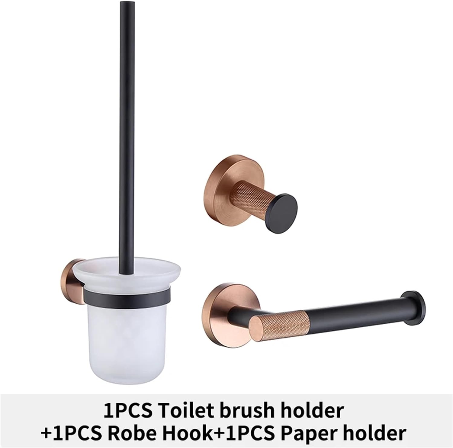 Black Rose Gold Wall Mount Stainless Steel Robe Hook Toilet Paper Holder Towel Bar Rack Cup Holder Bathroom Set(Whole Set 01)
