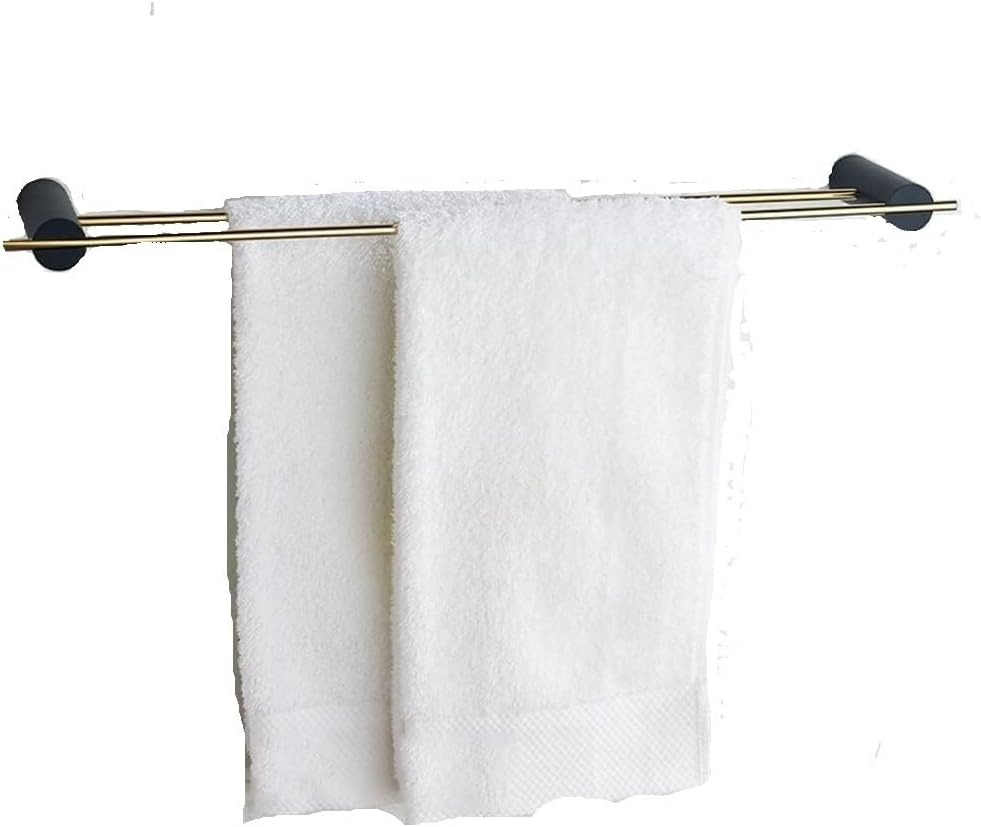 Black and Gold Bath Towel Rack, European Style Towel Rack Without Punching Hook, Bathroom Rack Towel Rail/Towel Bar (Color : Towel Double Rod)