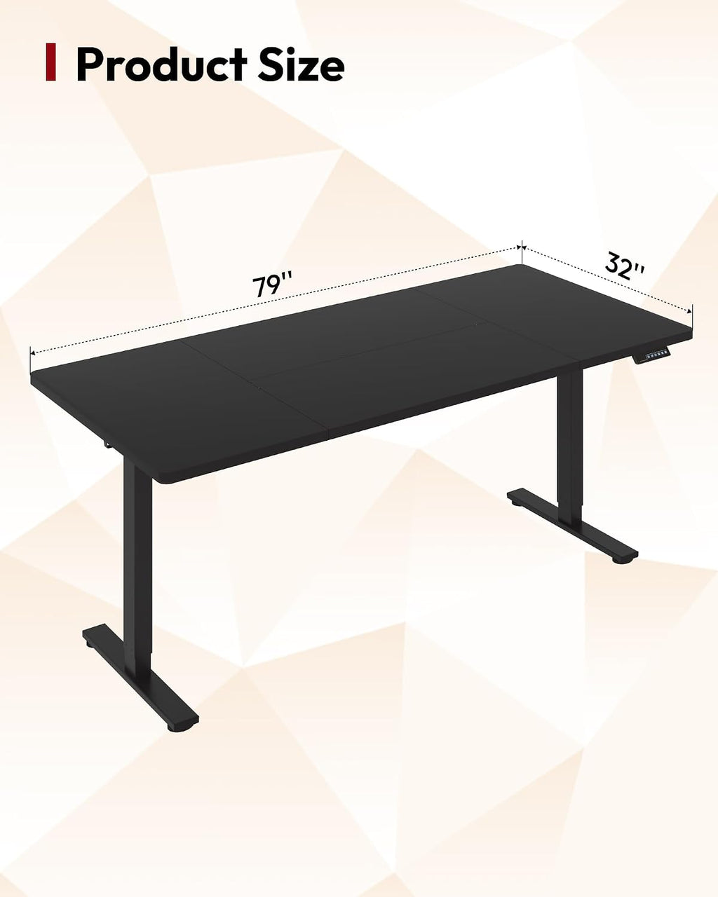 SANODESK Electric Standing Desk 79 x 32 Inches, Height Adjustable Sit Stand with Large Splice Board Desktop for Home Office, Computer Workstations，Memory Ergonomic Computer Desk, Black Frame/Black Top