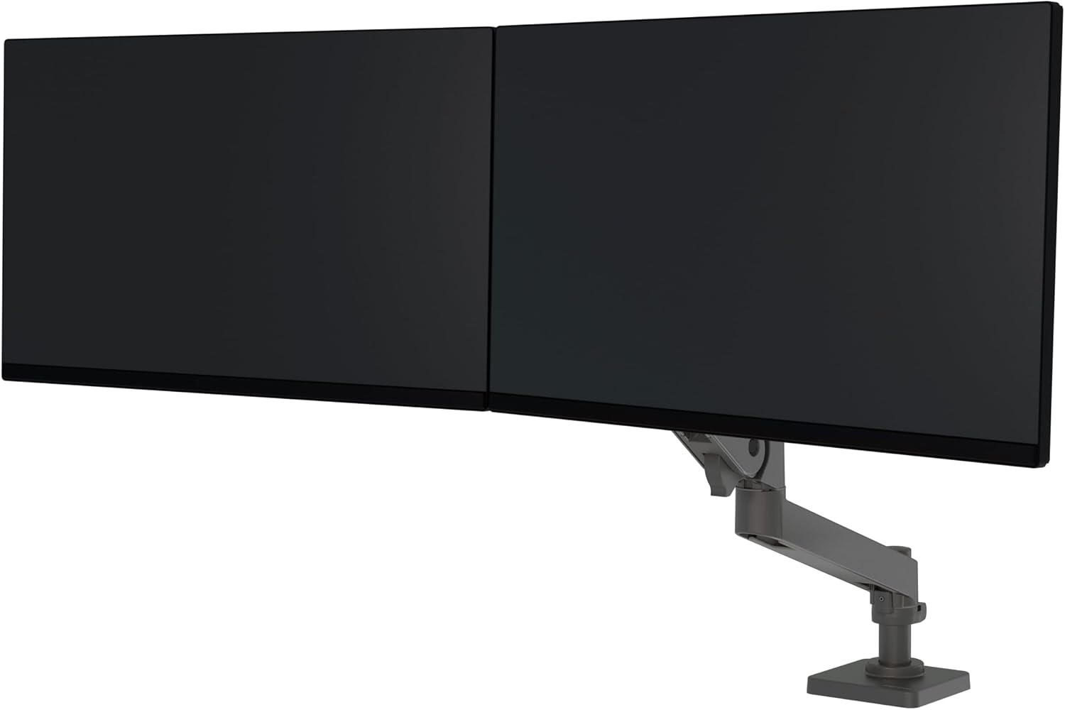 Ergotron – Upgraded LX Pro Premium Dual Direct Monitor Arm, VESA Desk Mount – for 2 Monitors Up to 27 Inches, 9 lbs Each – Dark Grey