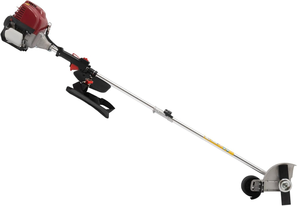 4-Stroke Weed Wacker, 35.88CC 0.75KW 8500R/Min 650ML Gas Powered Brush Cutter Garden Mower Grass Harvesting Trimmer Weeding Machine for Home Lawn Mowing, Orchard Mowing (Red)