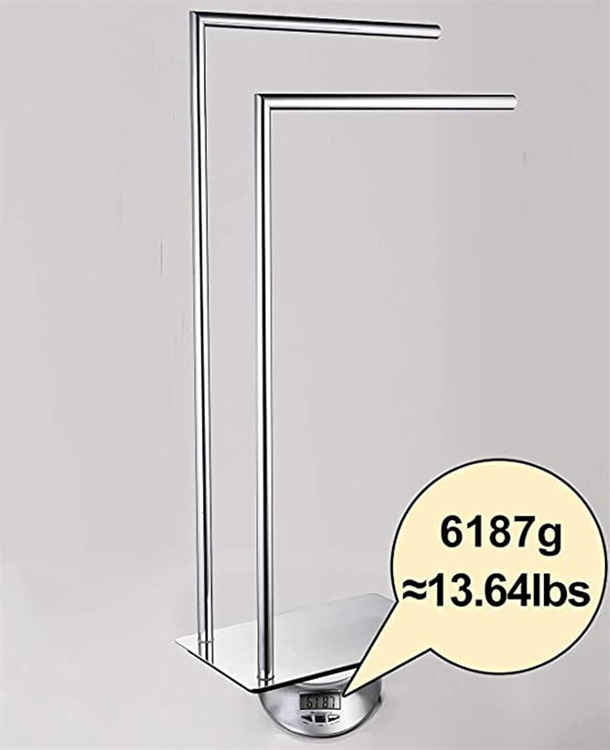Standing Towel Rack, Freestanding Towel Rack, Towel Rack, Double Freestanding Towel Rack, Bathroom Accessories Chrome Plated Brass Freestanding Towel Rack (Silver)