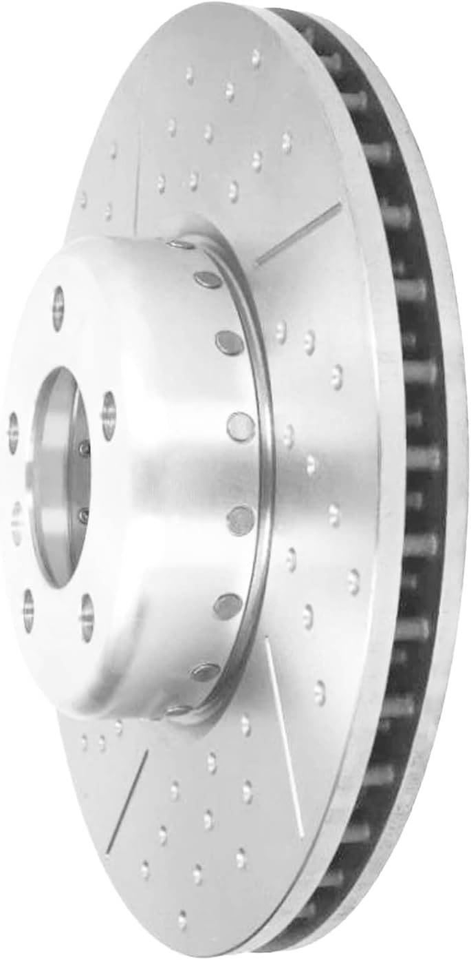 Detroit Axle - 6pc Front Brake Kit for Toyota GR Supra BMW 230i 330e 330i 430i xDrive Z4 X3 X4, Drilled and Slotted Disc Brake Rotors Ceramic Brakes Pads w/Hardware Replacement: 12.99' inch Rotors