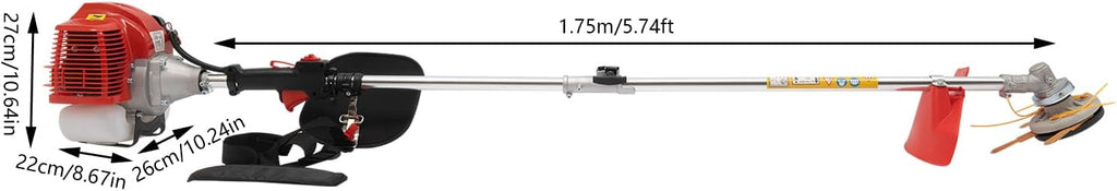 Gas Weed Wacker, 1250W 43CC 2-Stroke Weed Eater 8500RPM High Speed Lawn Edger with Two Blade Heads, Cordless Portable Single-Cylinder Grass Trimmer Tools for Home Garden Lawn Mowing