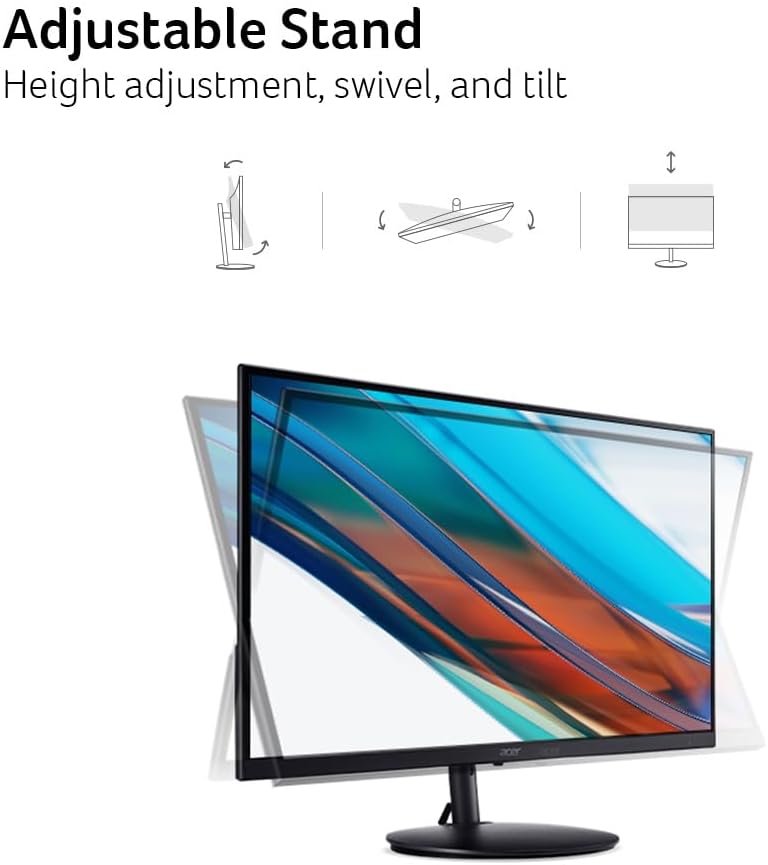 Acer SH242Y G0bih 23.8' IPS Full HD (1920 x 1080) Ultra-Thin Gaming Office Monitor | Adaptive-Sync Support (FreeSync Compatible) | Up to 120Hz Refresh | 1ms (VRB) | Adjustable Stand | HDMI & VGA Ports