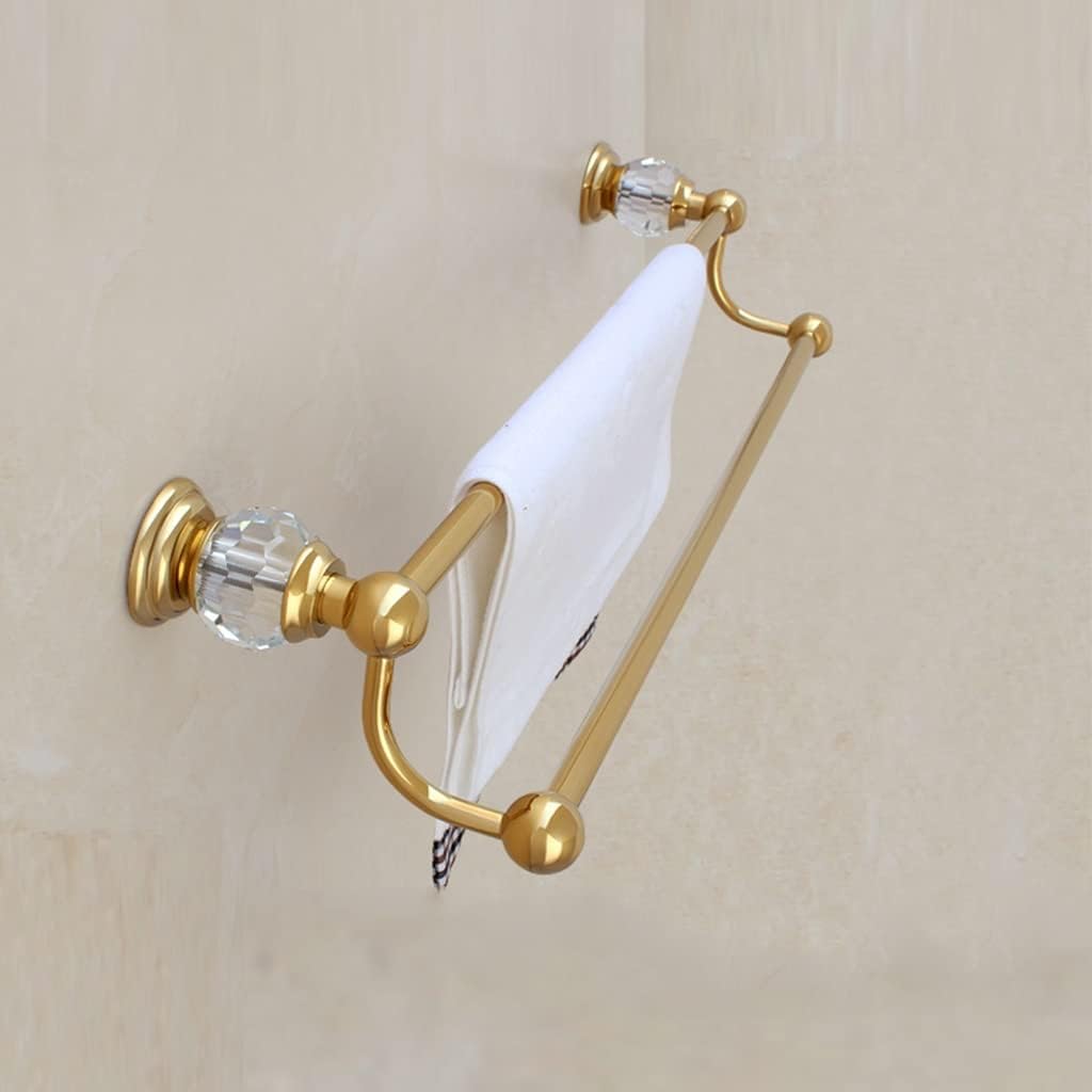 Bath Towel Bar Brass European Towel Rack Antique Bathroom Pendant Bathroom Towel Bar Titanium Gold Towel Rail Towel Holder,One Color-Single Pole(Double Pole)
