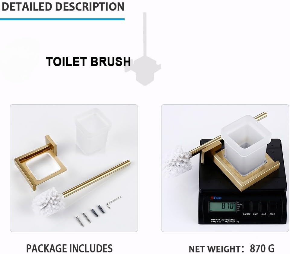 Brushed Gold Bathroom Accessories Set Toilet Brush Holder Toilet Paper Towel Bar Rail Rack Hanger Hook Soap Dish Hardware,Toilet Brush Holder
