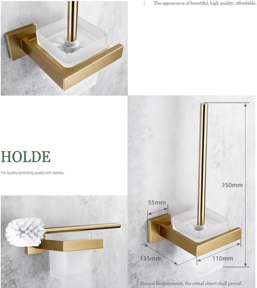 Towel Rack Matte Gold Towel Rail 304 Stainless Steel Towel Rail Double Towel Rail Paper Holder Tissue Holder Toilet Brush Holder Towel Rail A