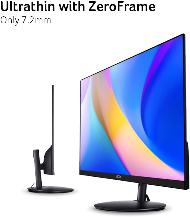 Acer SH242Y G0bih 23.8' IPS Full HD (1920 x 1080) Ultra-Thin Gaming Office Monitor | Adaptive-Sync Support (FreeSync Compatible) | Up to 120Hz Refresh | 1ms (VRB) | Adjustable Stand | HDMI & VGA Ports