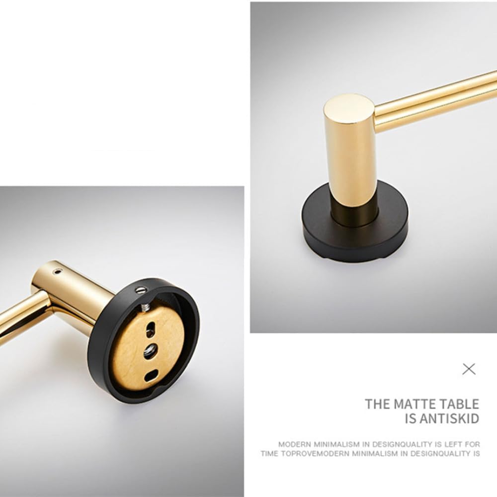 Bathroom Hardware Fixture Set, Towel Bar, Bathroom Towel Rack, Toilet Brush, Toilet Paper Holder, Robe Hooks, Towel Ring (Gold),Single Bar