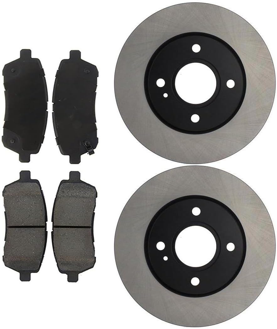 Set of 3 Brake Rotors and Ceramic Brake Pads Front for Ford Fiesta 1.6L 2011 2012 2013 2014 2015 2016 2017 2018 2019, for Fiesta 1.0L 2014 Front Brake Kit