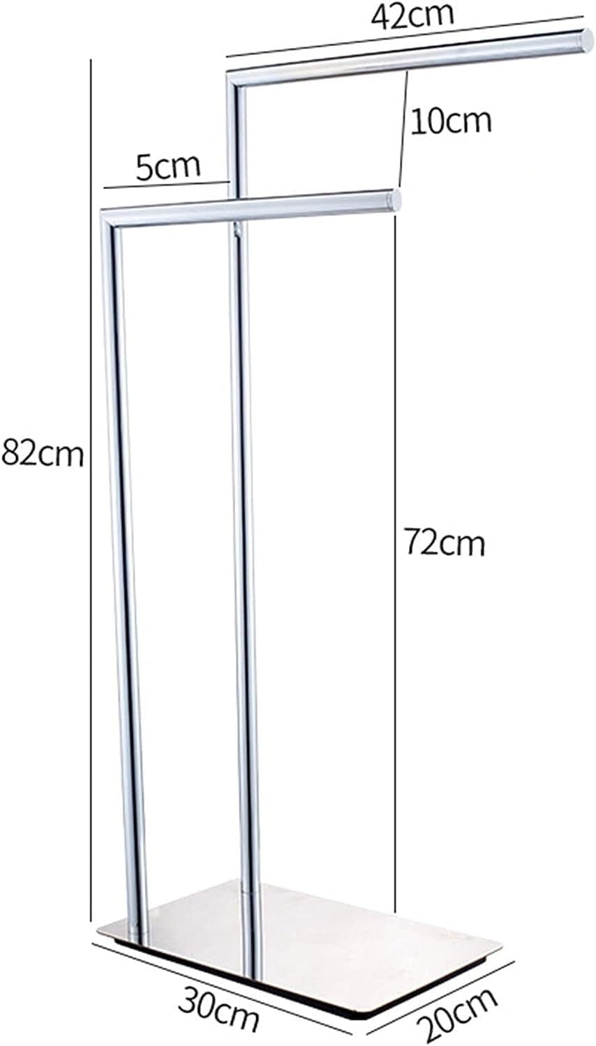 Standing Towel Rack, Freestanding Towel Rack, Towel Rack, Double Freestanding Towel Rack, Bathroom Accessories Chrome Plated Brass Freestanding Towel Rack (Silver)