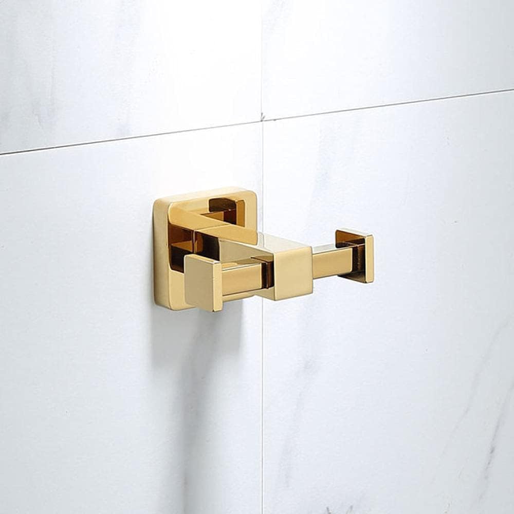 Wall Mounted Towel Bar Rack，Luxury Gold Brass Bathroom Towel Rack Toilet Paper Holder Toilet Brush Holder Multi-Hook Towel Bar Soap Dish - Elegant Bathroom Accessories Set(Double Hook)