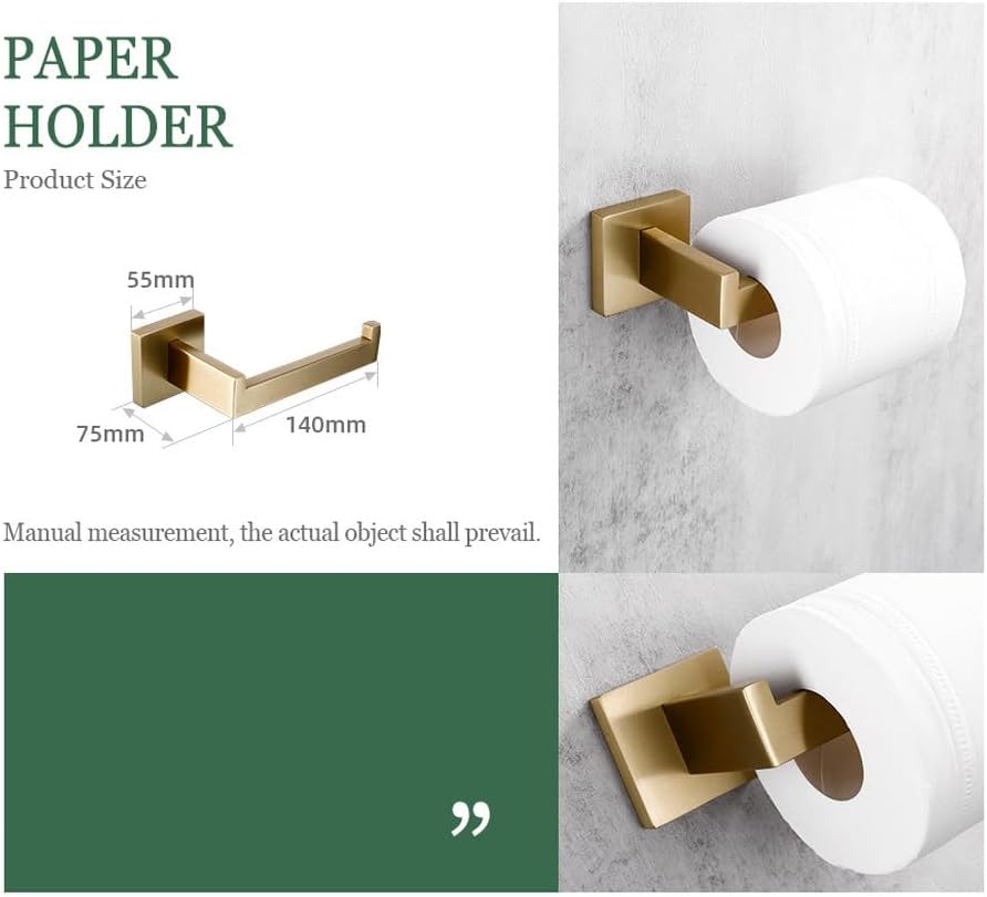 Matte Gold Towel Rack 304 Stainless Steel Bar Double Shelf Paper Holder Tissue Toilet Brush,Spain