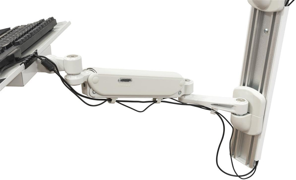 Displays2go Wall Mounted Computer Station, Monitor Mount, CPU Holder, Adjustable Arms (DWSSW01WT)