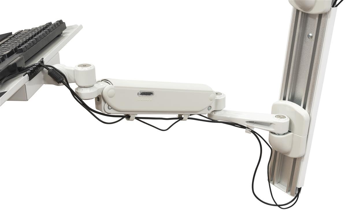 Displays2go Wall Mounted Computer Station, Monitor Mount, CPU Holder, Adjustable Arms (DWSSW01WT)
