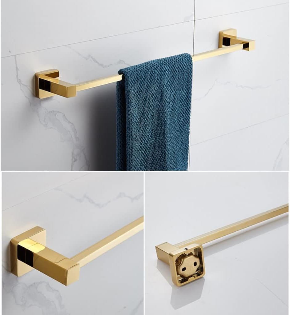 Bath Towel Bar European All-Copper Bathroom Rack Organizer Bathroom Gold Towel Rail Rack Towel Bar Bathroom Hardware Pendant Towel Holder,Single Rod(Single Rod)