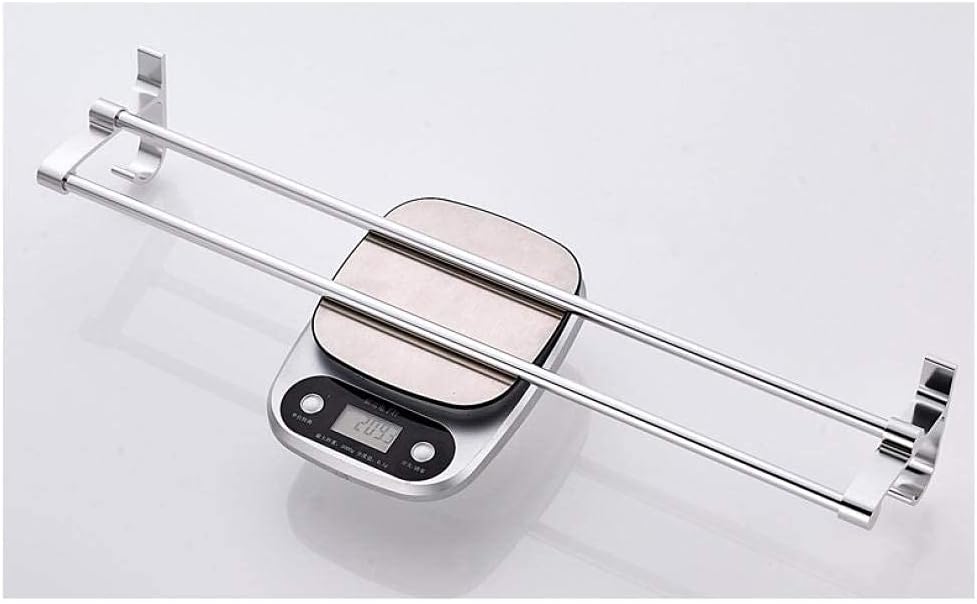 NERDOH Space Aluminum Belt Hook Gold White Black Double Pole Punch-Free Wall Hanging Towel Rack-C2 Wall Mounted Towel Bar Hanging for Kitchen Bathroom Cupboard
