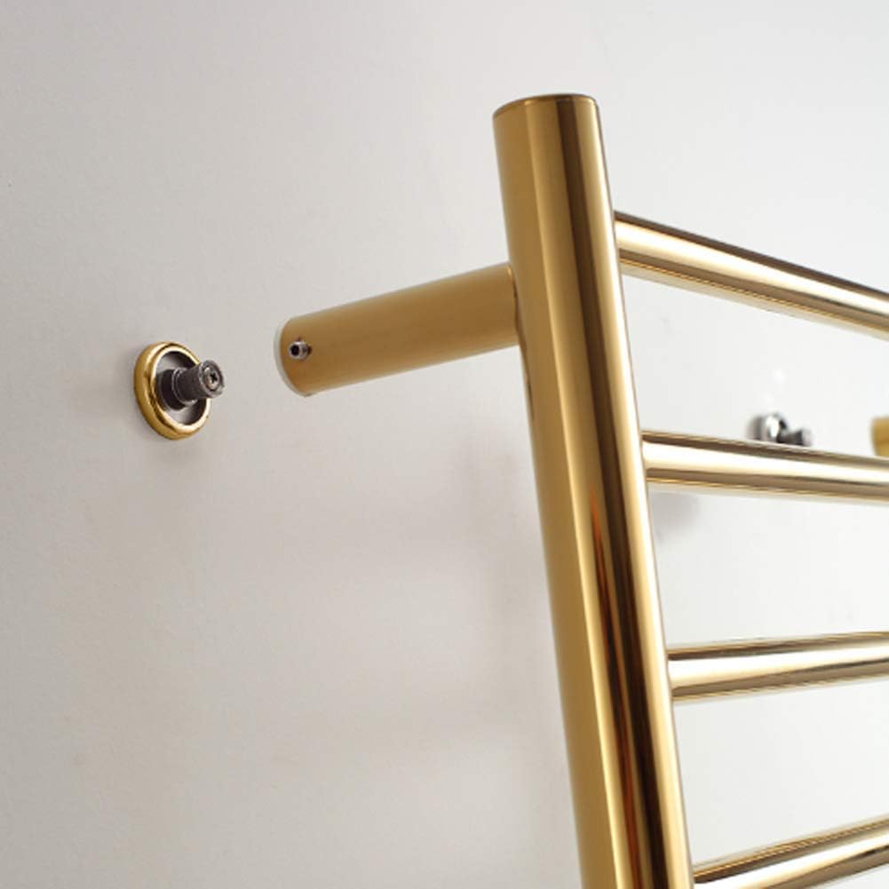 Wall-Mounted Electric Towel Radiator, Gold Heated Towel Warmer and Drying Towel Rack with 4 Bars,Straight Stainless Steel Heater Towel Rack for Bathroom (Aa