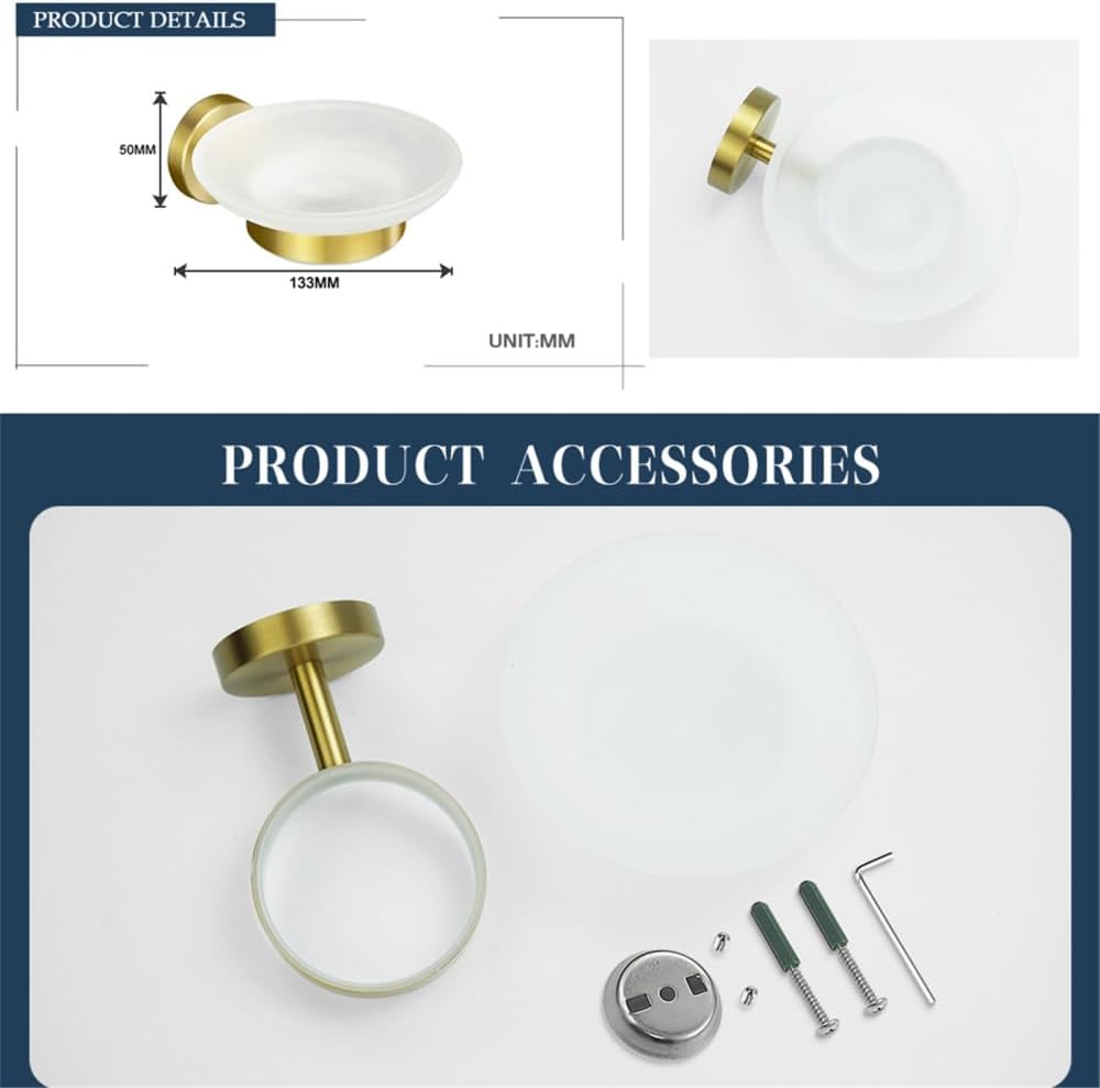 Brushed Gold Brass Bathroom Accessory Set - Towel Bar, Toilet Paper Holder, Robe Hook, Soap Dish - Modern Wall-Mounted Knurling Design for Elegant Home Decor