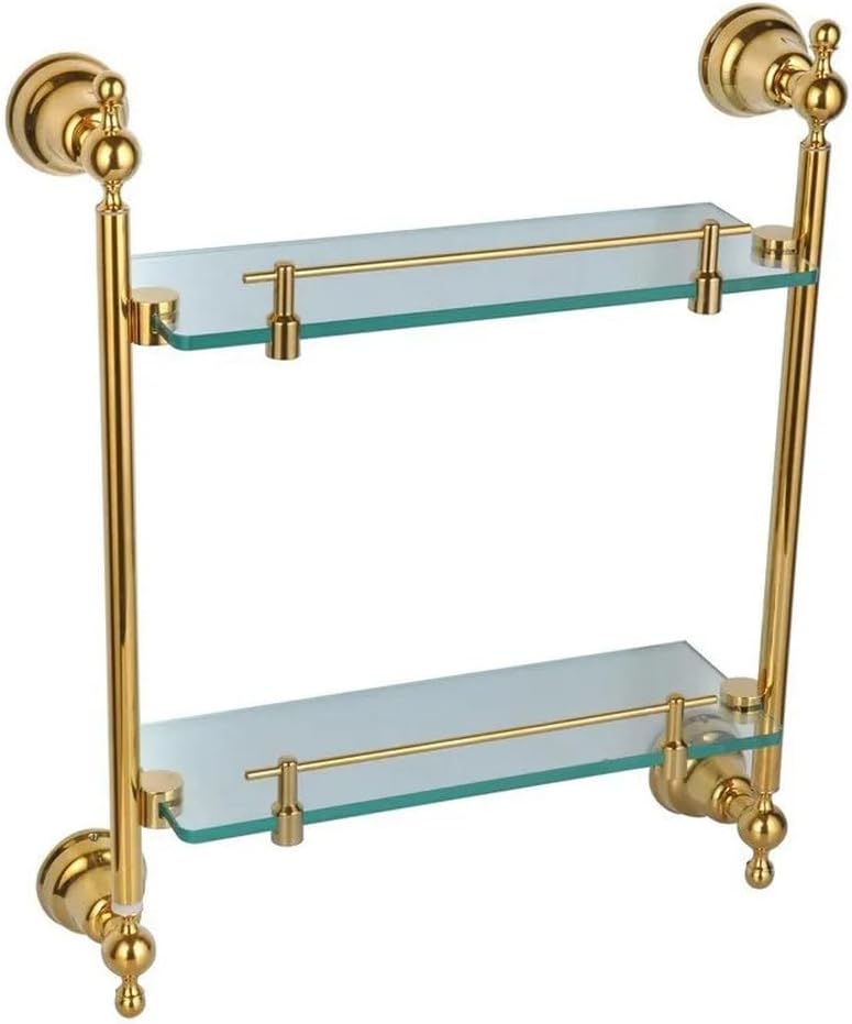 Brass Gold Bathroom Accessories Shelf Paper Holder,Towel Bar Soap Holder Towel Rack Glass Hook Hardware Optional,Double Tier