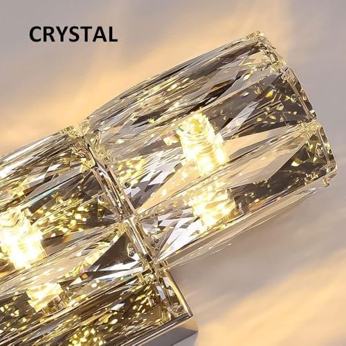 Luxury Gold Cylindrical Crystal Wall Lamp - Dimmable Stainless Steel Bathroom Sconce, Anti-Rust Silver Fixture, Elegant H-20CM Lighting Decor for Modern Spaces