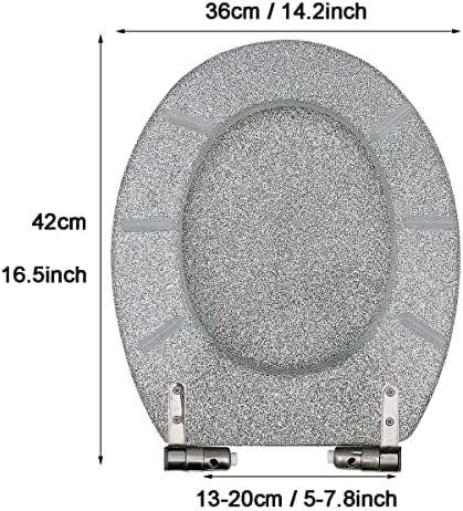 Toilet Seat Resin Toilet Seat, Glitter Toilet Seat with Quick Release, Simple Top Fixing and Bottom Fixing, Oval Environmentally Friendly Resin Toilet Seat,Gold,Silver