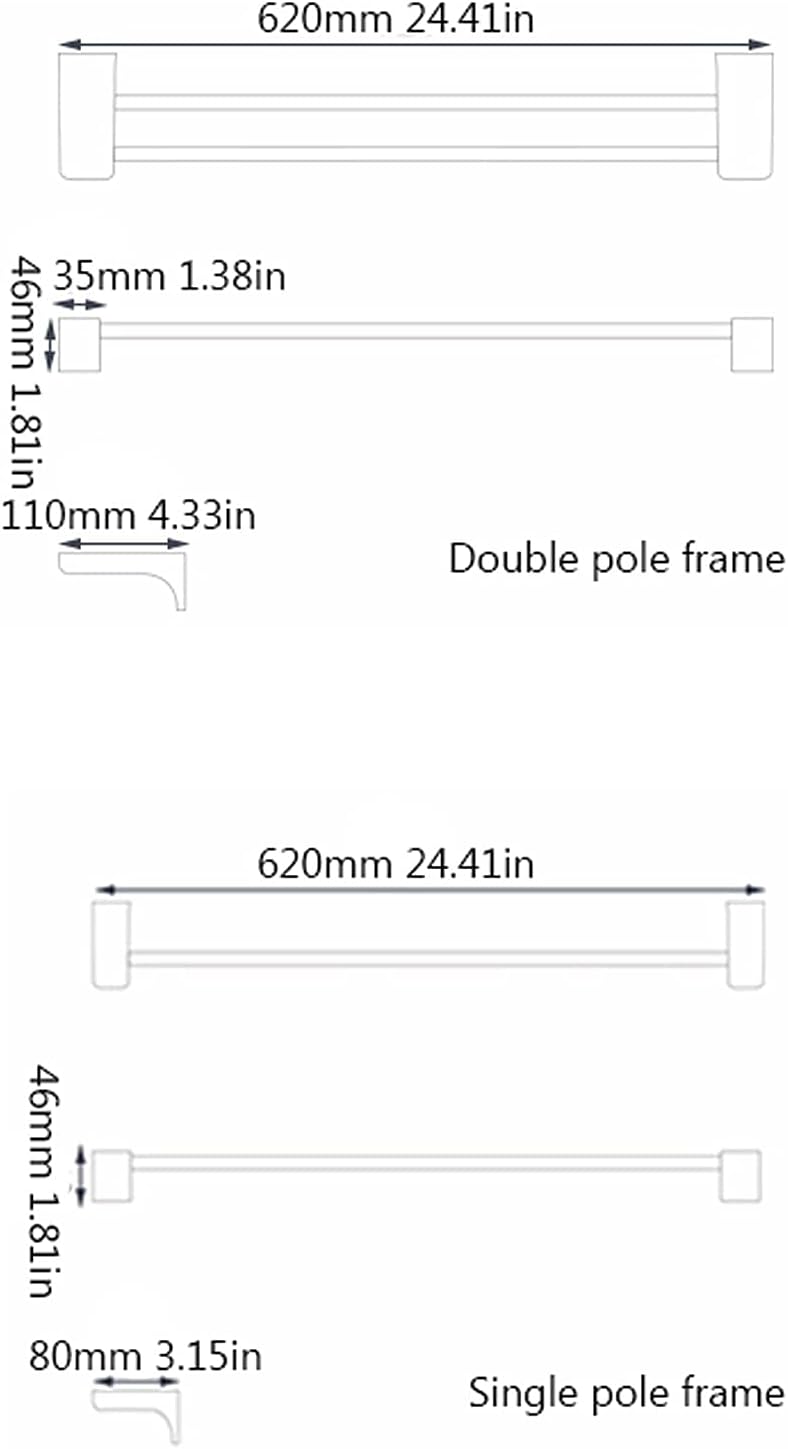 Bathroom Rack Pale Gold Towel Holder Wall Mount，Bathroom Towel Rack,24.4 Inches Foldable Wall Double Towel Holder，Mounted Multifunctional Rack Shower Caddy (Double Towel bar) It's so Kind of