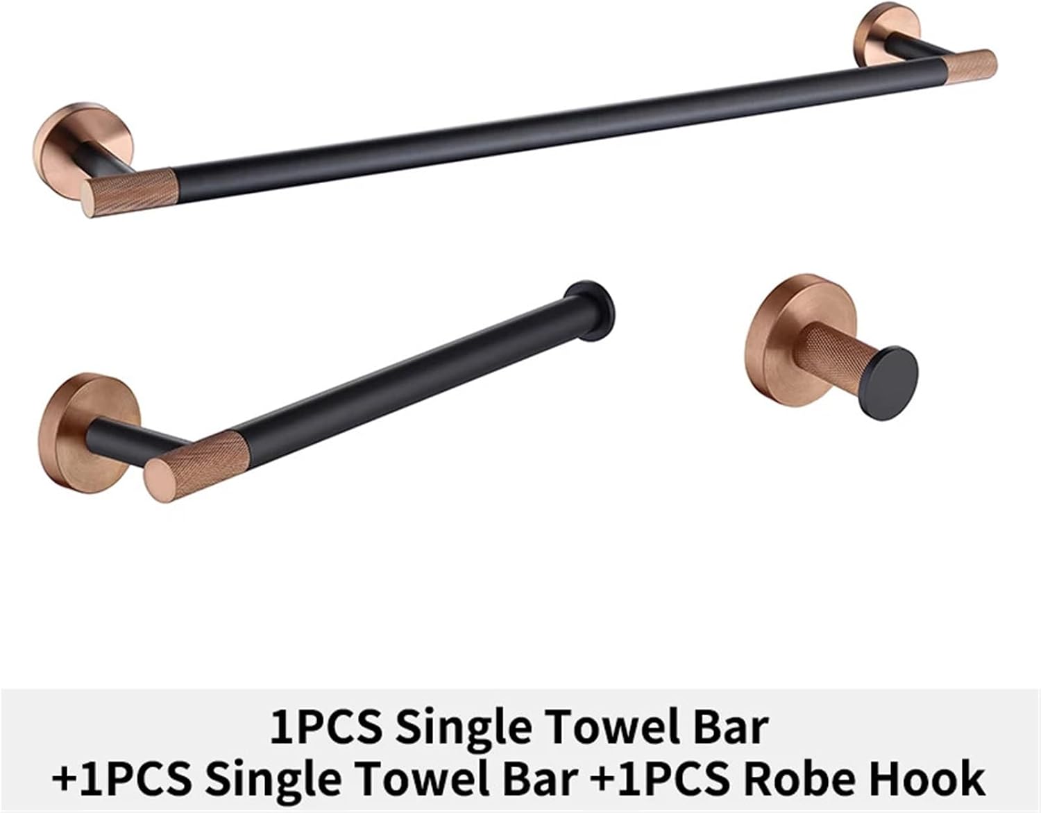 Black Rose Gold Wall Mount Stainless Steel Robe Hook Toilet Paper Holder Towel Bar Rack Cup Holder Bathroom Set(Whole Set 08)