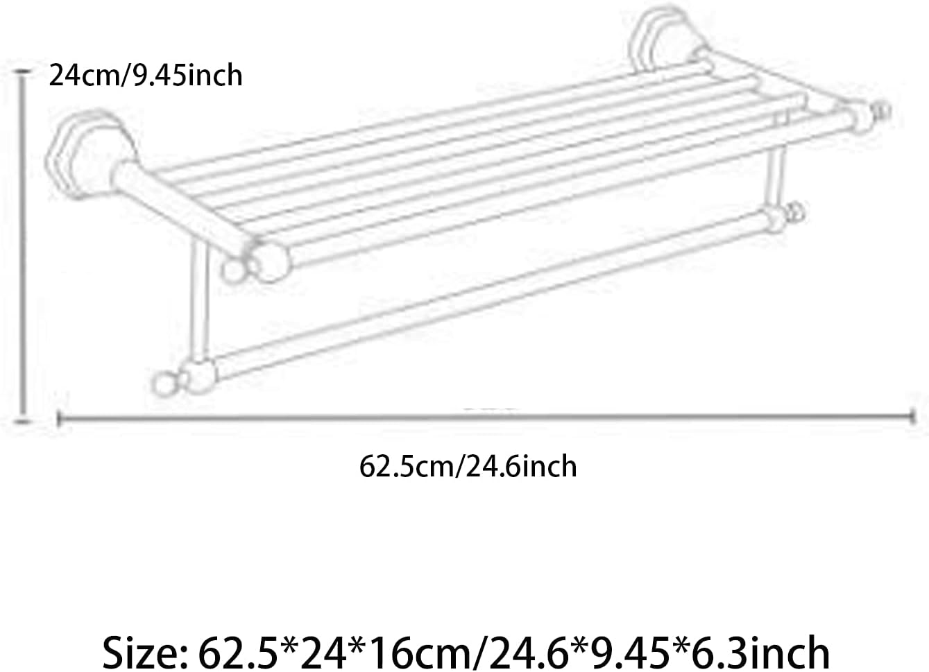 Towel Rack, Rose Gold Towel Rack with Double Towel Bar Copper + Zinc Alloy + Ceramic Modern Wall Mounted Towel Holder 24.6 Inch for Bathroom