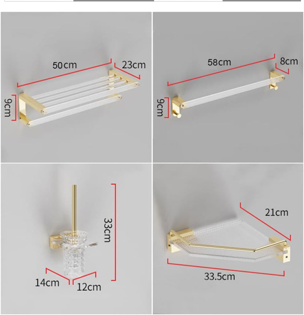 Bathroom Hardware Kit Gold Bathtub Accessories Wall Mounted Towel Rack Towel Bar Toilet Brush Towel Hook Paper Holder,Towel Rack