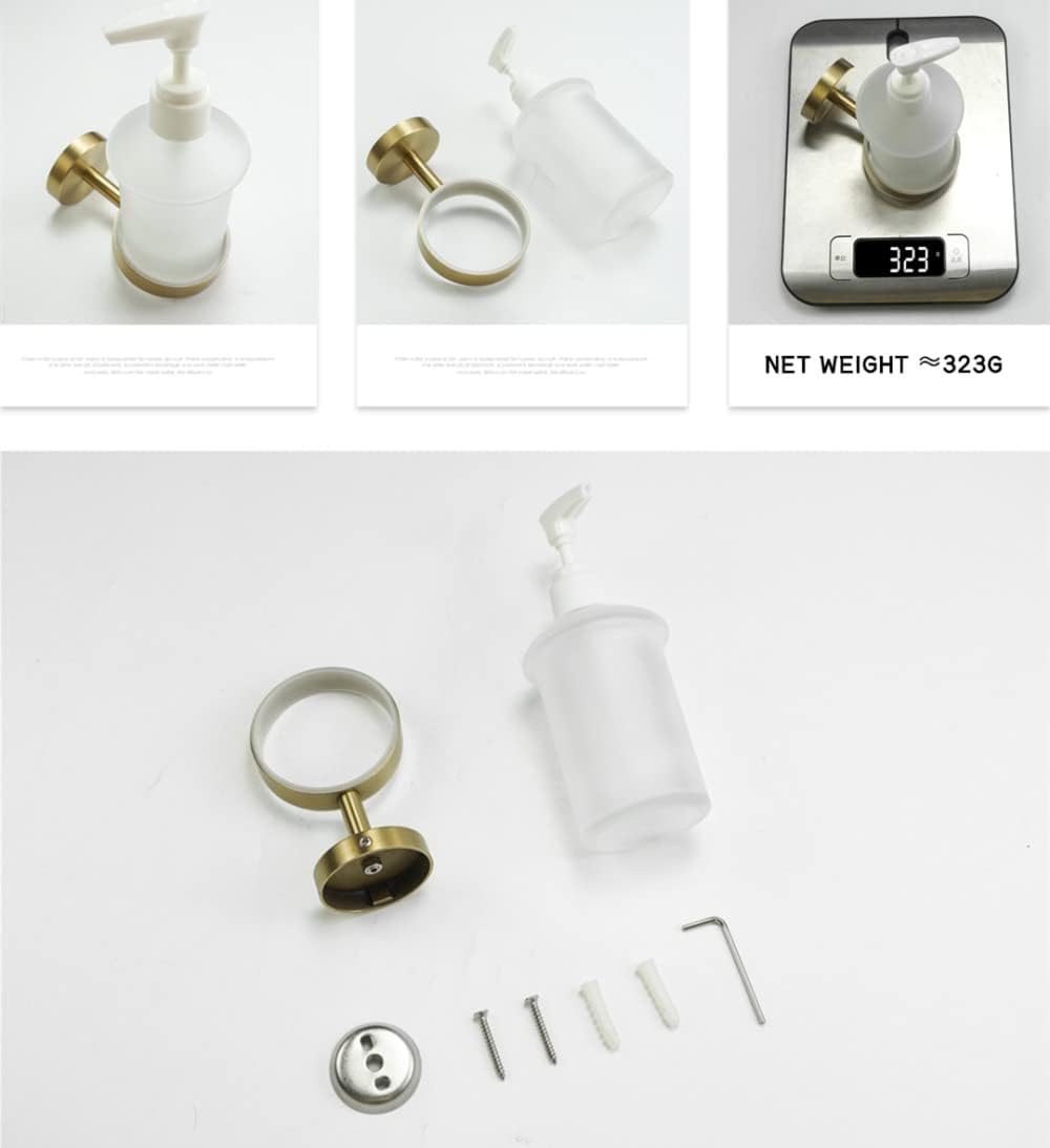 Gold Brushed Bathroom Accessories Hardware Set Towel Bar Rail Paper Holder Robe Hook Soap Dish Towel Hanger Shelf Toilet Brush,Single Towel Bar(Soap Dispenser)