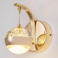 Modern Crystal Wall Sconces, Warm Light Lamp, Gold Metal Spherical Lights Fixtures, Bathroom Vanity Lighting for Bedroom Bedside Hallway Living Room