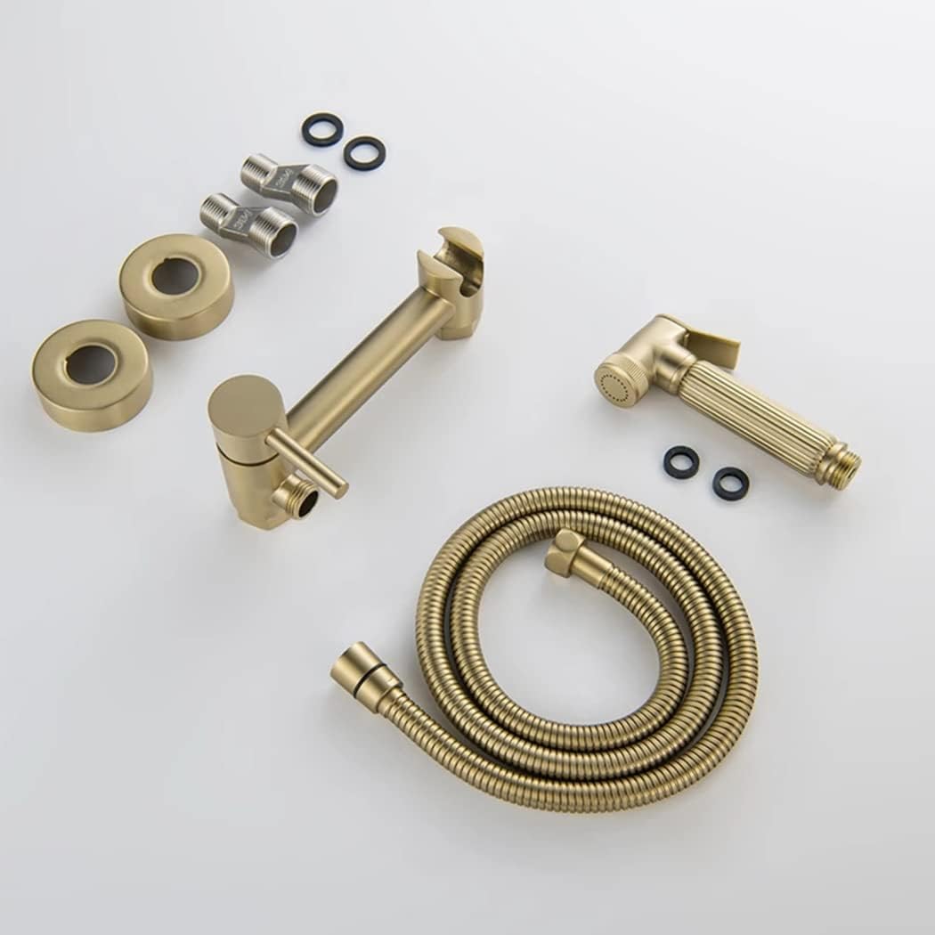 Bidet Sprayer for Toilet,Brass Handheld Bidet Sprayer Hot and Cold Cloth Diaper Sprayer Kit Bathroom Toilet Bidet Attachment Set,Gold,Silver