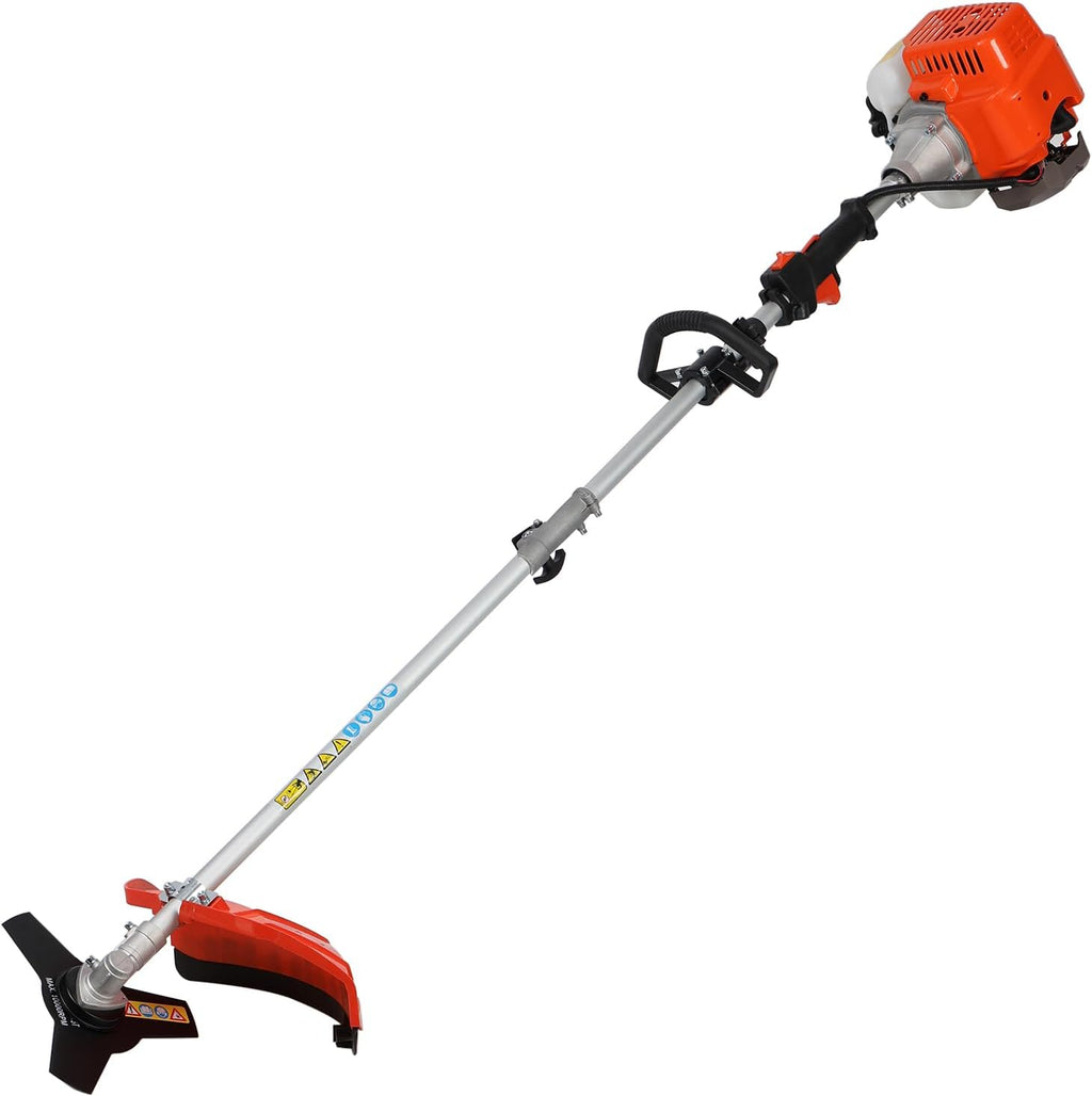 Gas String Trimmer, 52-cc 2-Cycle Weed Wacker Gas Powered, Straight Shaft Cordless String Trimmer Hedge Trimmer Lawn Mower, 5 in 1 Gas Weed Eater String Trimmer Edger Brush Cutter for Weed Brush (B)