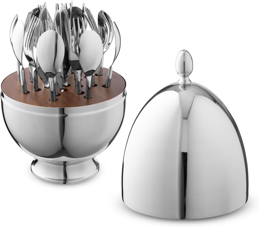 Godinger Utensil Holder Flatware Caddy Egg Organizer Cutlery Holder Kitchen Countertop, Forks, Spoons, Knives, 24 Pieces