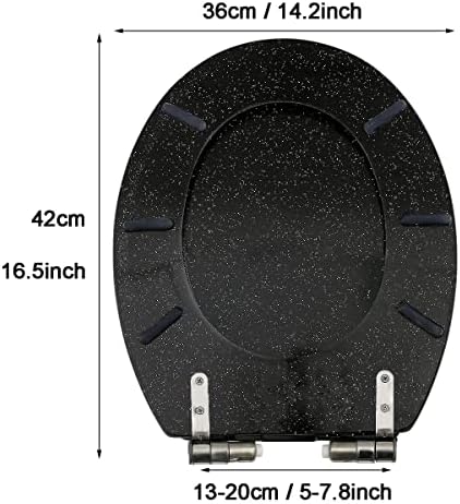 Toilet Seat Resin Toilet Seat, Glitter Toilet Seat with Quick Release, Simple Top Fixing and Bottom Fixing, Oval Environmentally Friendly Resin Toilet Seat,Gold,Black