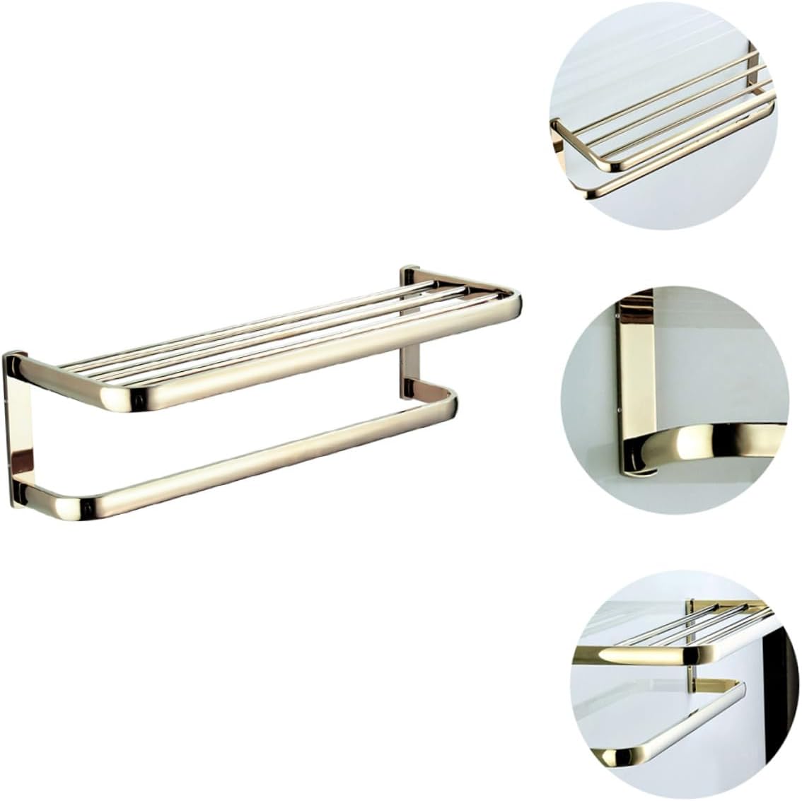 LIFKOME Brass Bathroom Towel Rack Wall-Mounted 58cm Gold Finish Towel Holder Storage Bar for Bath and Kitchen