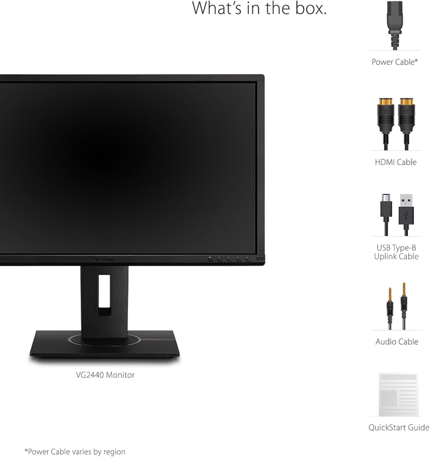 ViewSonic VG2440 24 Inch 1080p Monitor, VA Display for Smooth Home and Office Productivity, Advanced Ergonomics, HDMI, DisplayPort, VGA, and USB Inputs