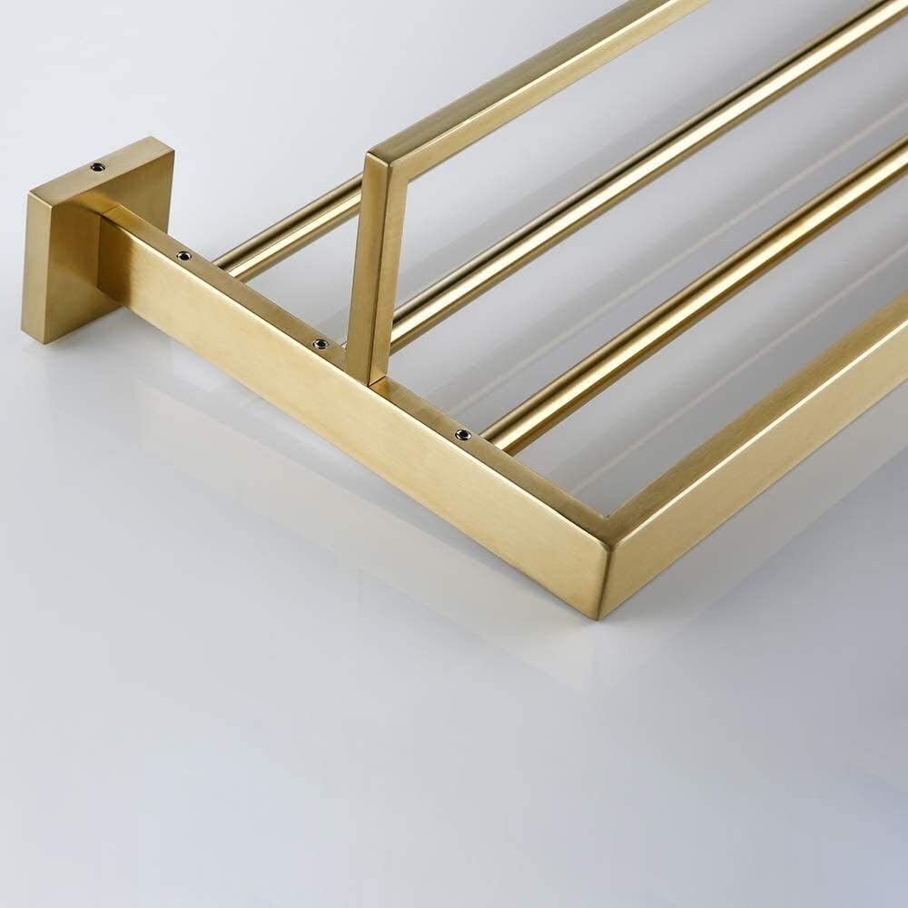 Towel Rack Multi-Function Towel Rack Home Towel Shelf with Wall Mounted Gold Polished Towel Bathroom Accessory Storage/Towel Shelf with Towel Rack It's so Kind of You