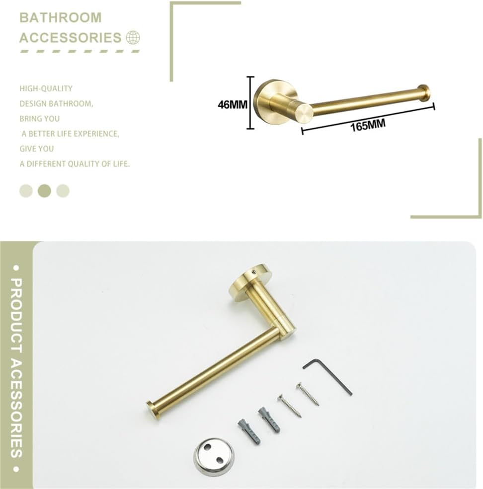 Towel Rack Brushed Gold Wall Mount Shelf Toilet Bathroom Hardware Paper Holder Towel Rack Rod Hanger Bathroom Accessories Single Towel Rack B