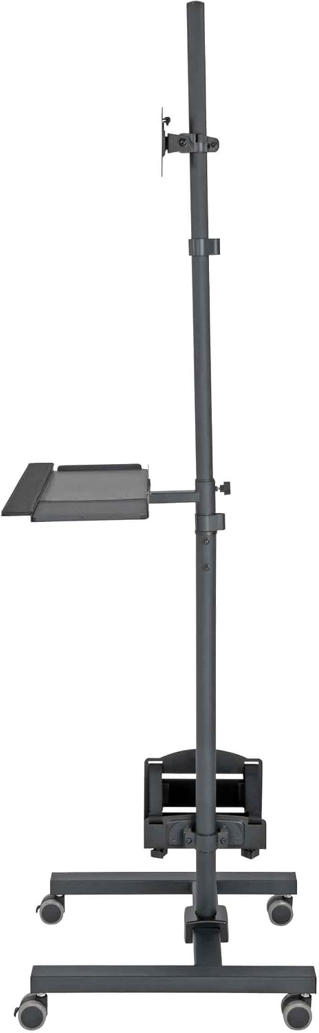 Tripp Lite Mobile Workstation with Monitor Mount for Displays 17' to 32', Mobile Computer Stand with Monitor Mount/Keyboard Tray/Hand Rest, Black, 5 Year Warranty (DMCS1732S)