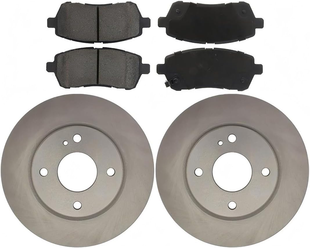 Disc Brake Kit Brakes Rotors and Break Pads fits Ford Fiesta 2011 2012 2013 2014 2015 2016 2017 2018 2019 1.6L l4, fits Ford Fiesta 2014 2015 2016 2017 1.0L l3 6-Pcs Front Rotor Pad