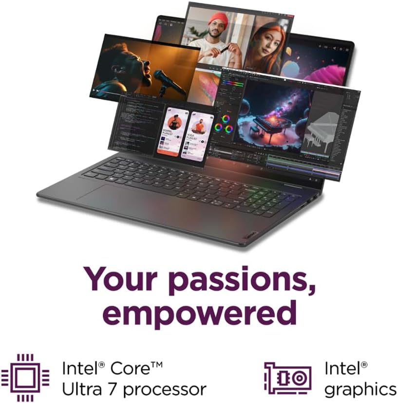 Yoga 7i 2-in-1 Laptop - 16' FHD 2K Touchscreen, Ultra 7 155U, 16GB DDR5, 1TB SSD, Backlit Keyboard, Windows 11 Home, Storm Grey + Cleaning Cloth