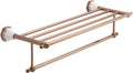 Towel Rack, Rose Gold Towel Rack with Double Towel Bar Copper + Zinc Alloy + Ceramic Modern Wall Mounted Towel Holder 24.6 Inch for Bathroom